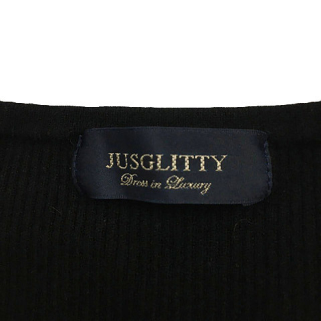 JUSGLITTY(ジャスグリッティー)のジャスグリッティー セーター ニット Vネック ファー リブ 長袖 2 黒 レディースのトップス(ニット/セーター)の商品写真