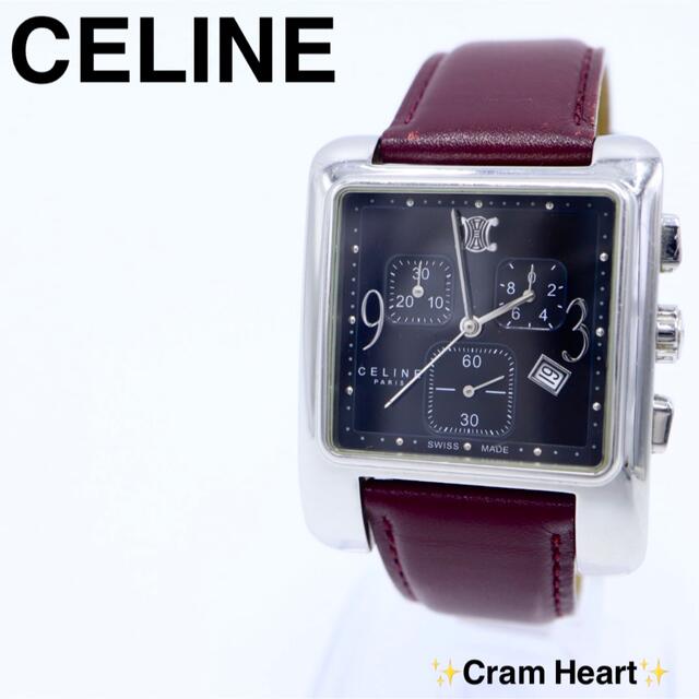 希少【電池新品】CELINE カレ クロノグラフ メンズ 腕時計 保証書 箱付 | フリマアプリ ラクマ