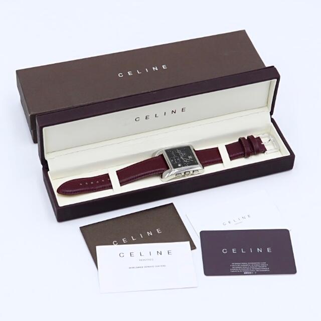 希少【電池新品】CELINE カレ クロノグラフ メンズ 腕時計 保証書 箱付