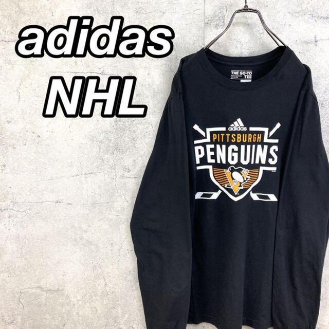 adidas(アディダス)の希少 90s アディダス NHL ロンT ビッグプリント チームロゴ メンズのトップス(Tシャツ/カットソー(七分/長袖))の商品写真