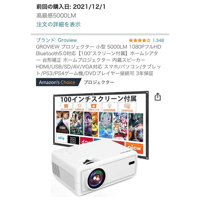 GROVIEW プロジェクター スマホ/家電/カメラのテレビ/映像機器(プロジェクター)の商品写真