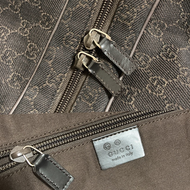 保存袋付き]Gucci GG柄キャンバスブラウンショルダービッグボストン