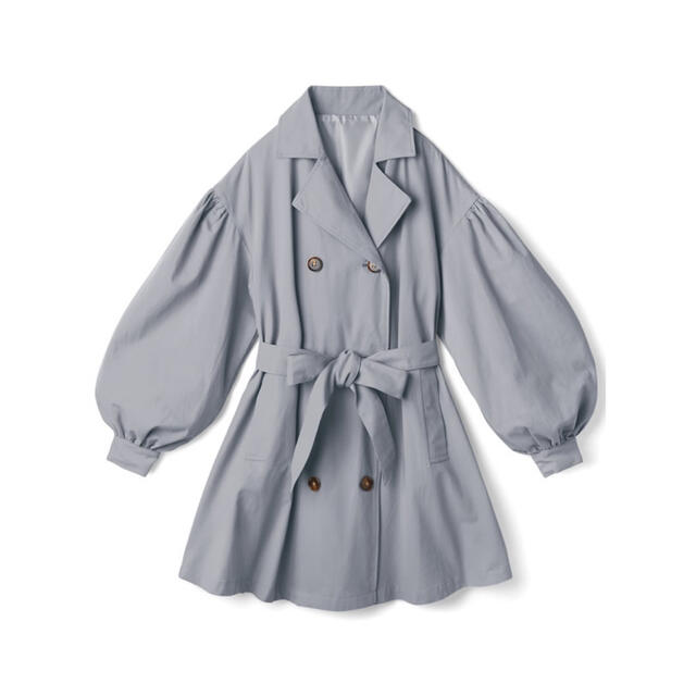GRL(グレイル)の新品　グレイル　リボンベルト付き　ボリュームスリーブ　ミドルトレンチコート レディースのジャケット/アウター(トレンチコート)の商品写真