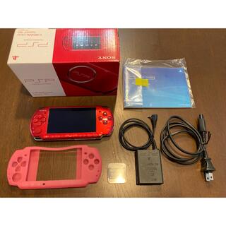 プレイステーションポータブル(PlayStation Portable)のSONY PSP-3000 RR プレイステーションポータブル　赤　本体　美品(携帯用ゲーム機本体)