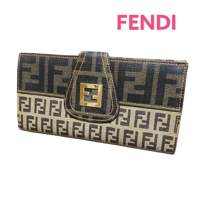 ●【美品】FENDI フェンディ/長財布/Wホック/ズッカ×ズッキーノ●