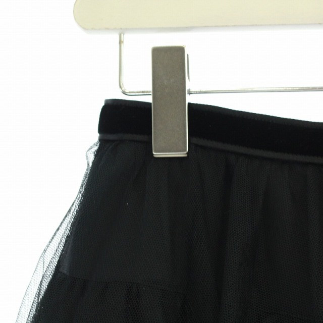 FOXEY(フォクシー)のフォクシー ひざ丈 チュールスカート フレア ティアード 38 S 黒 レディースのスカート(ひざ丈スカート)の商品写真