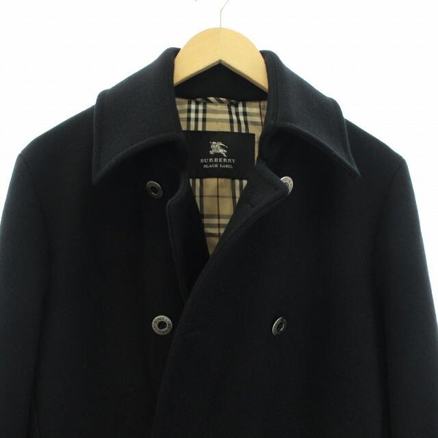 BURBERRY BLACK LABEL(バーバリーブラックレーベル)のバーバリーブラックレーベル コート アンゴラ混 裏地ノバチェック ダブル M 黒 メンズのジャケット/アウター(その他)の商品写真