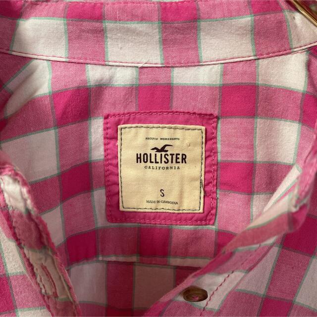 Hollister(ホリスター)のホリスター　チェック柄　ネルシャツ　ピンク　S 古着 レディースのトップス(シャツ/ブラウス(長袖/七分))の商品写真