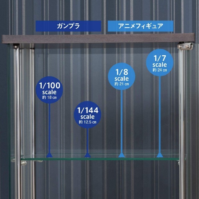 ガラス　コレクションケース♐３段　高さ86cm◆ダークブラウン♐⭕全面強化ガラス 8