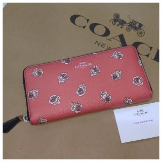 コーチ(COACH)の[匿名配送] 新品 COACH コーチ ラウンドファスナー 長財布 オレンジ系(財布)