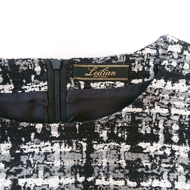 leilian(レリアン)のLeilian ジャガード織り 半袖 ワンピース レディースのワンピース(ひざ丈ワンピース)の商品写真