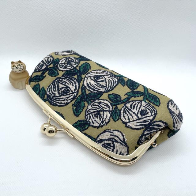 ミナペルホネン ハンドメイドがま口マチあり親子長財布rosy グレー - 財布