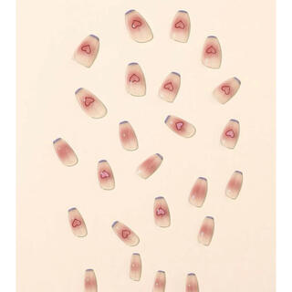 ニュアンスネイル 桃 チークネイル ハートネイル ピンク ネイルチップ ちゅるん コスメ/美容のネイル(つけ爪/ネイルチップ)の商品写真