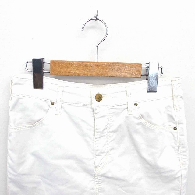 Lee(リー)のリー LEE タイト スカート ひざ丈 ジップフライ 薄手 M ホワイト レディースのスカート(ひざ丈スカート)の商品写真