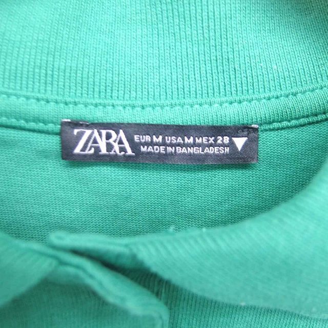 ZARA(ザラ)のザラ ZARA ポロシャツ シャツ ショート丈 ステンカラー 長袖 M 緑 レディースのトップス(ポロシャツ)の商品写真