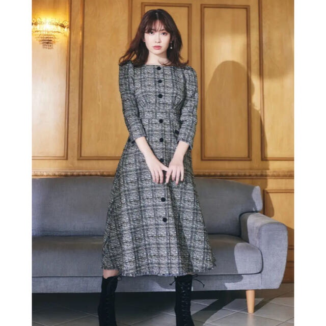 herlipto Classic Tweed Midi Dress-