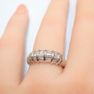Pt900テーパーダイヤモンドデザインリング 0.75ct■指輪■中古磨き仕上げ(リング(指輪))