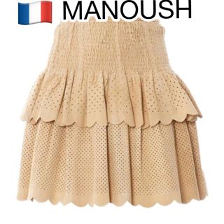 マヌーシュ(MANOUSH)のManoush マヌーシュ　ラム羊パンチング　スカート　34　36　S XS(ミニスカート)