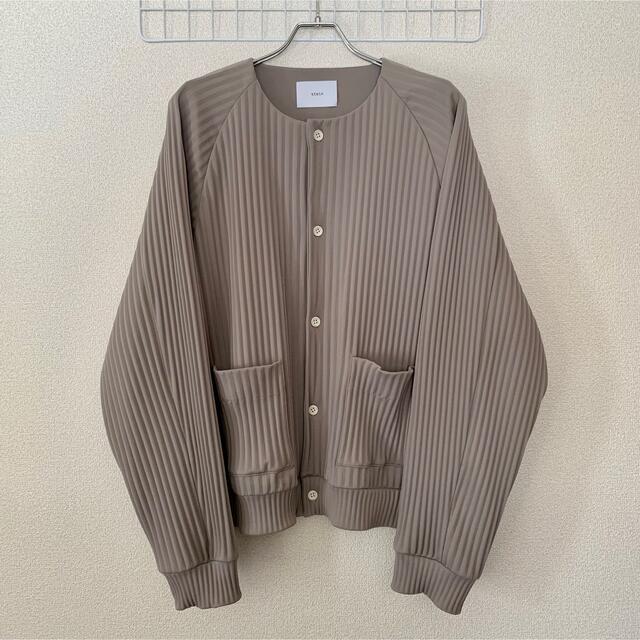 カーディガン【stein】PLEATED KNIT CARDIGAN GREIGE サイズM