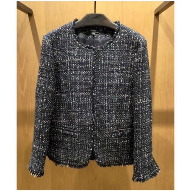 Theory 19ss ツイードノーカラージャケット - ノーカラージャケット