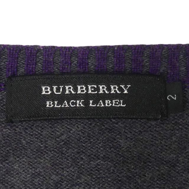 BURBERRY BLACK LABEL(バーバリーブラックレーベル)のバーバリーブラックレーベル セーター ニット M メンズ 2 古着 Vネック 紫 メンズのトップス(ニット/セーター)の商品写真