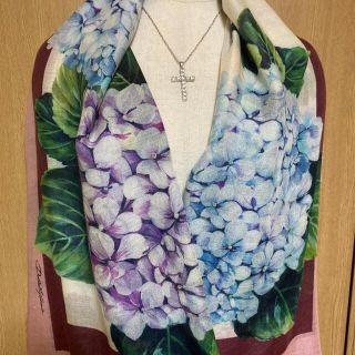 新品 DOLCE&GABBANA 紫陽花 大判ストール カシミヤ シルク