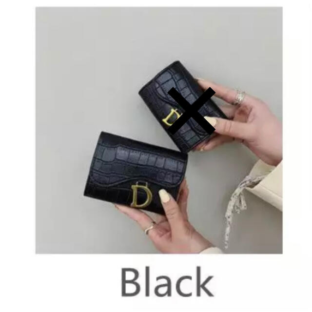 財布 折りたたみ 二つ折り ノーブランド 海外 黒 赤 ブラック レッド レディースのファッション小物(財布)の商品写真