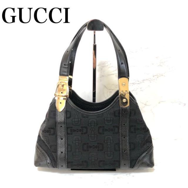 レディース GUCCIグッチ ホースビット ハンドバッグ 金具 キャンバス ...