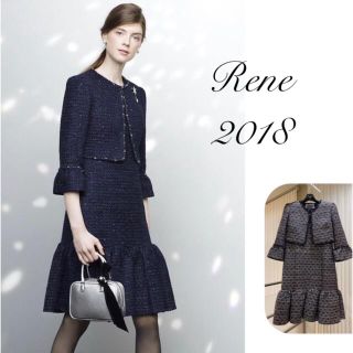 ひざ丈ワンピース ルネ Rene スーツ シルクウールセットアップ 38 TISSUE製