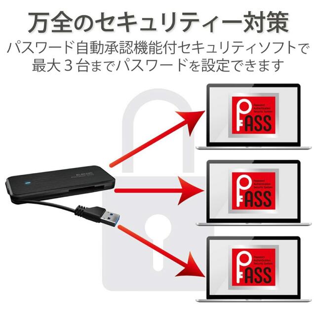 ELECOM(エレコム)のELECOM 外付けSSD スマホ/家電/カメラのPC/タブレット(PC周辺機器)の商品写真