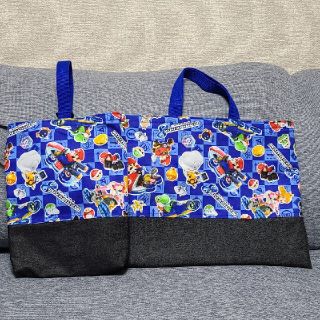 【セール】ハンドメイド　レッスンバックセット　マリオカート①(バッグ/レッスンバッグ)