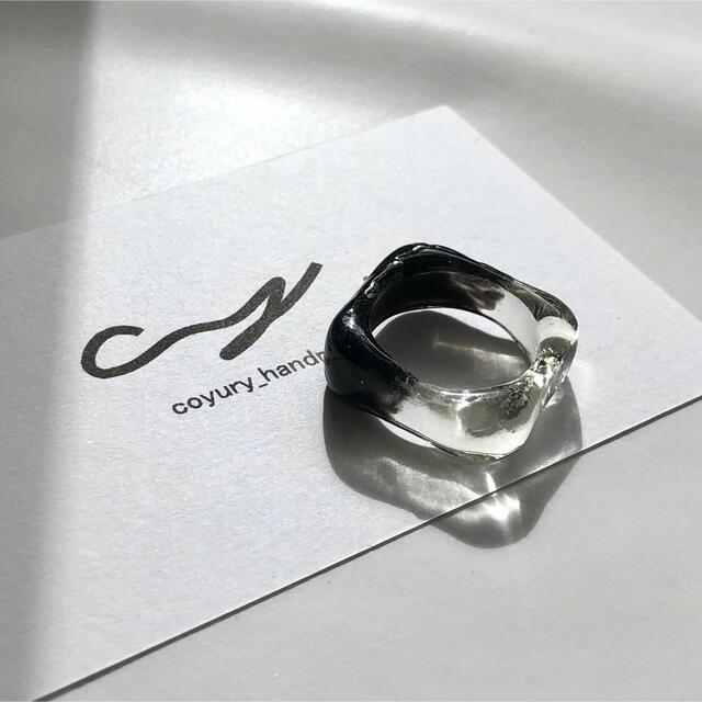 black square ring ハンドメイドのアクセサリー(リング)の商品写真