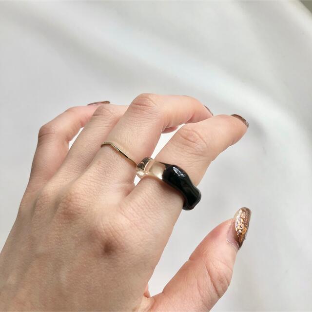 black square ring ハンドメイドのアクセサリー(リング)の商品写真