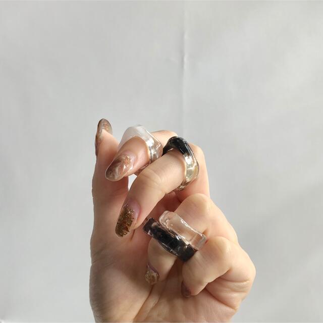 black square ring ハンドメイドのアクセサリー(リング)の商品写真