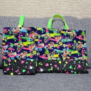 ハンドメイド　レッスンバックセット　スプラトゥーン(バッグ/レッスンバッグ)