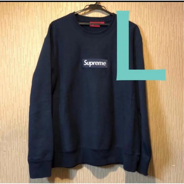 Supreme box logo crewneck navy 18aw L