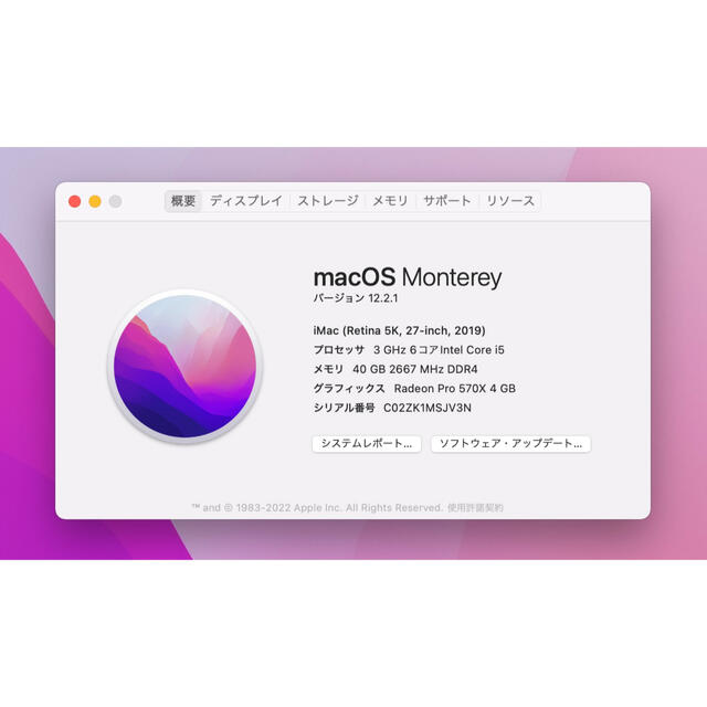 Apple iMac Retina5K 27  2019 AppleCare有り