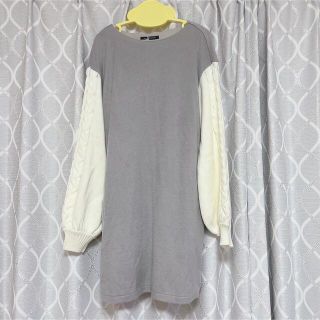 ページボーイ(PAGEBOY)のシャギー×袖ケーブルワンピース(ひざ丈ワンピース)