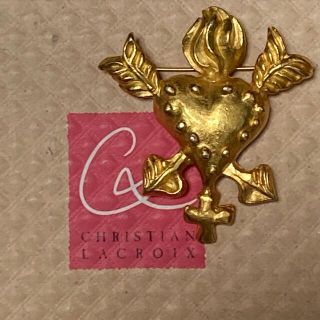 クリスチャンラクロワ(Christian Lacroix)のChristian lacroix ヴィンテージ ブローチ  クロスハート(ブローチ/コサージュ)