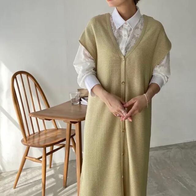 【willfully】未使用 knit 2way kaftan vest OP レディースのワンピース(ロングワンピース/マキシワンピース)の商品写真