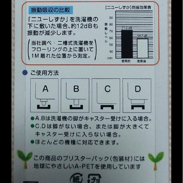 洗濯機用防振ゴム ニューしずか(4コ入り1セット) TW-660黒(4コ入) スマホ/家電/カメラの生活家電(その他)の商品写真