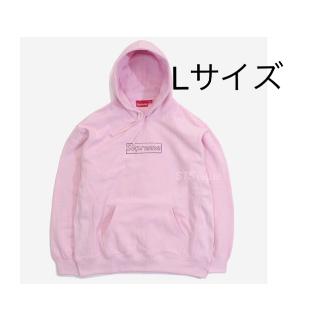 新品 - Supreme KAWS pink L Sweatshirt Hooded Logo Chalk スウェット