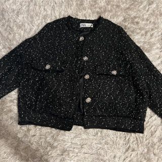 ザラ(ZARA)の試着のみ　ZARA ツイードジャケット(ノーカラージャケット)