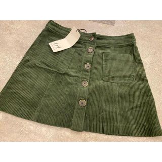 ザラ(ZARA)の新品　ZARA 緑　グリーン　台形スカート コーデュロイスカート スカート(ミニスカート)