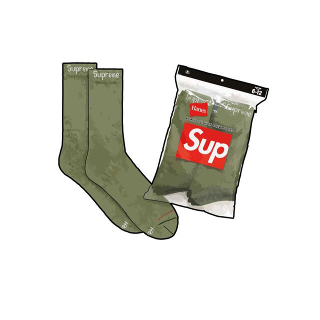 Supreme(シュプリーム)のSupreme / Hanes Crew Socks  "Olive" メンズのレッグウェア(ソックス)の商品写真