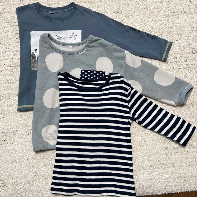 UNIQLO(ユニクロ)の長袖3枚セット　100cm 男の子　 キッズ/ベビー/マタニティのキッズ服男の子用(90cm~)(Tシャツ/カットソー)の商品写真