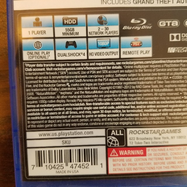 2/28まで出品：US版 gRand theFt autoⅤ エンタメ/ホビーのゲームソフト/ゲーム機本体(家庭用ゲームソフト)の商品写真