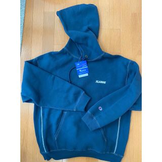 エクストララージ(XLARGE)の【値下げ‼️新品タグ付】XLARGEフードスエット NAVY(ネイビー)(パーカー)