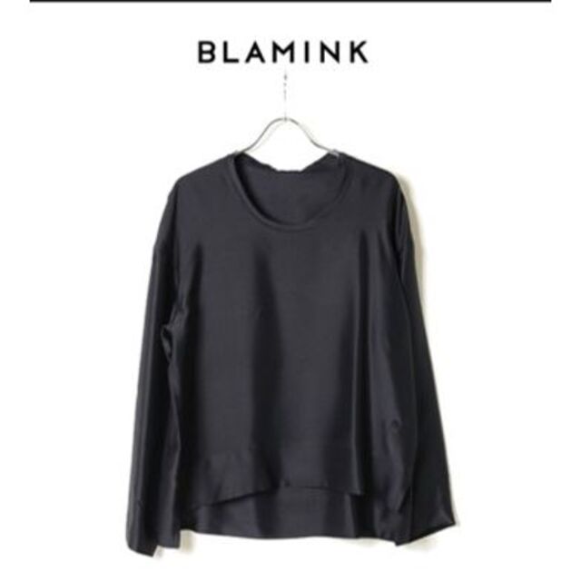 Drawer(ドゥロワー)の☆ＢＬＡＭＩＮＫブラミンク☆美品シルクインティメイトブラウス☆BK☆定価４９２０ レディースのトップス(シャツ/ブラウス(長袖/七分))の商品写真