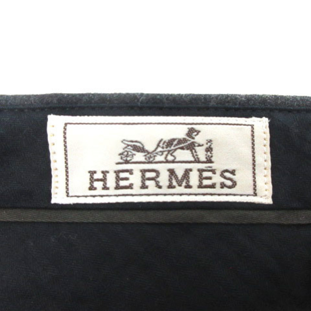 92cmもも幅エルメス HERMES パンツ スラックス ウール カシミヤミックス 無地 44